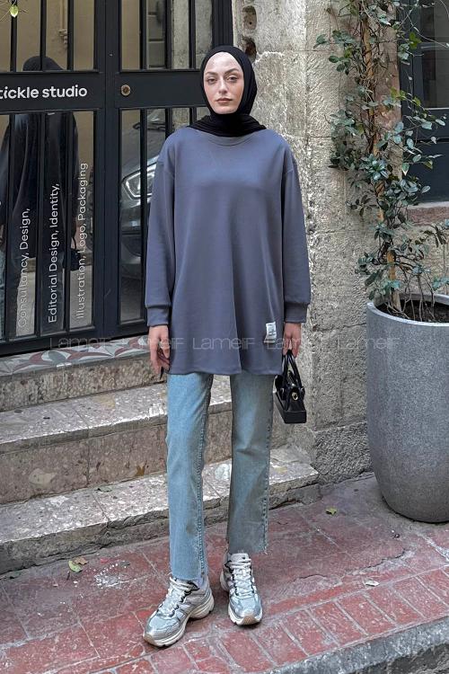 Lamelif Armalı Tesettür Sweat Antrasit