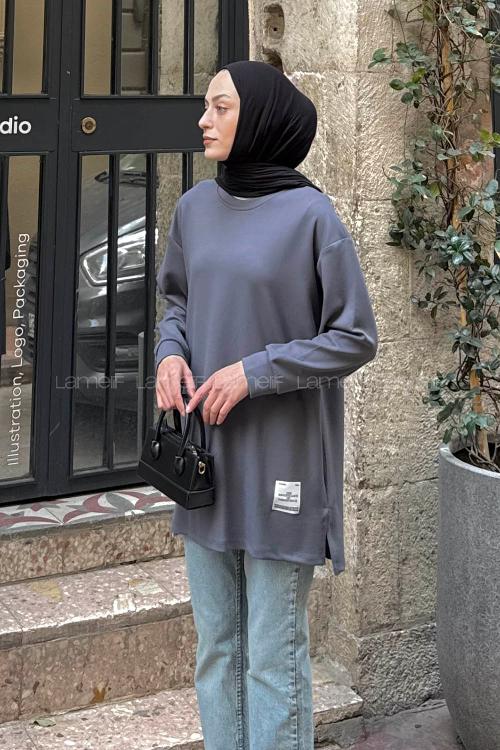 Lamelif Armalı Tesettür Sweat Antrasit