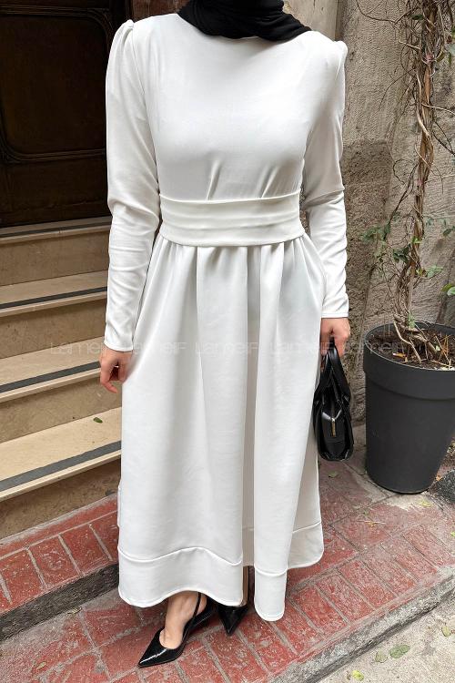 White Crew Neck Cotton Dresess