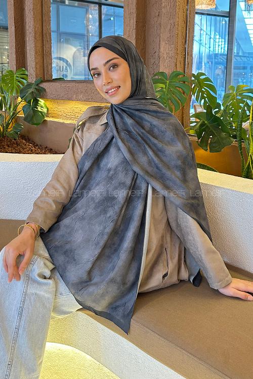 Lamelif Bulut Desen Bambu Şal Antrasit