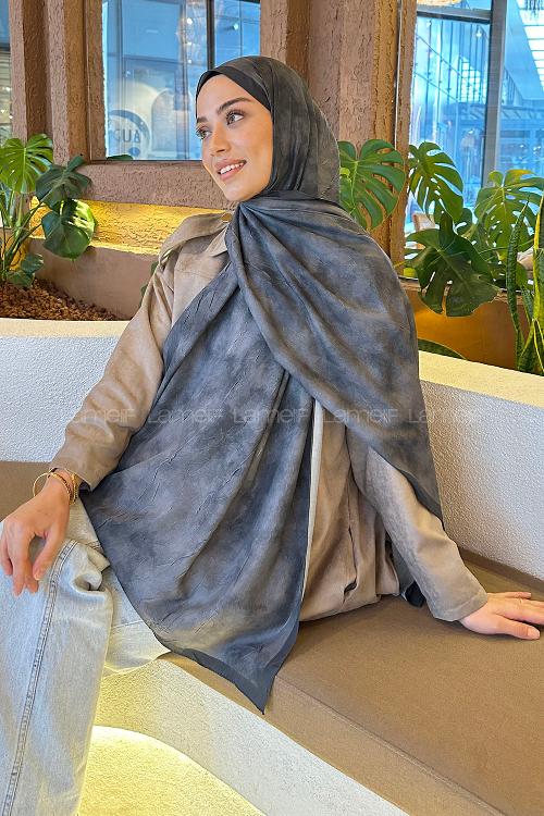 Lamelif Bulut Desen Bambu Şal Antrasit