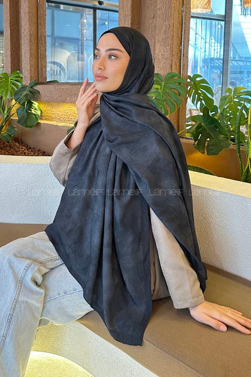 Lamelif Bulut Desen Bambu Şal Siyah