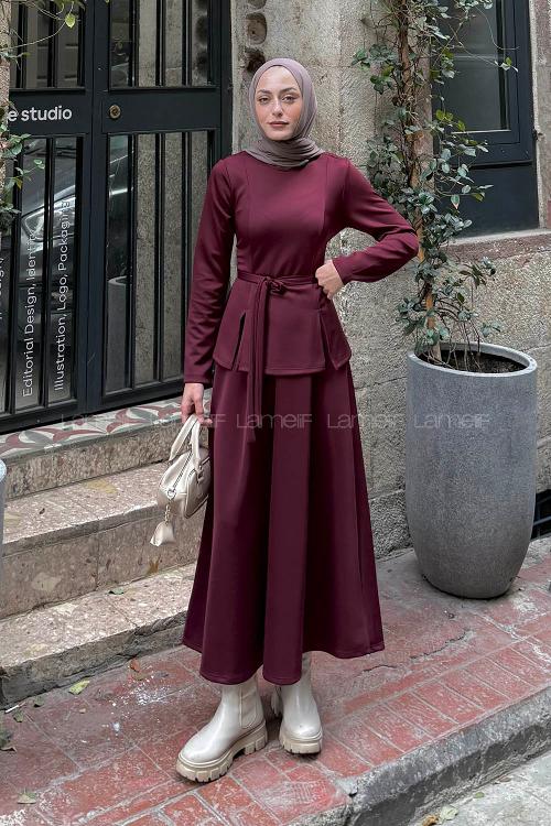 Lamelif Dalgıç İkili Takım Bordo