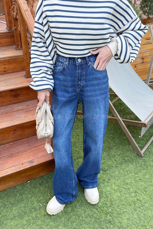 Blue-3 Denim High Waist Denim Pants