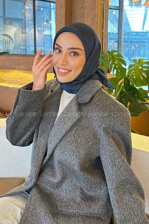 Plaid Blue Cotton Fabric Straight Scarf