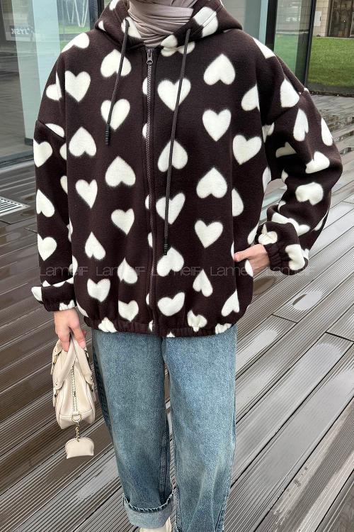 Lamelif Kapli Polar Sweatshirt Kahverengi