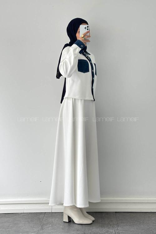 Lamelif Garnili Scuba Takım Beyaz