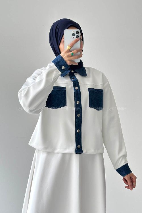 Lamelif Garnili Scuba Takım Beyaz