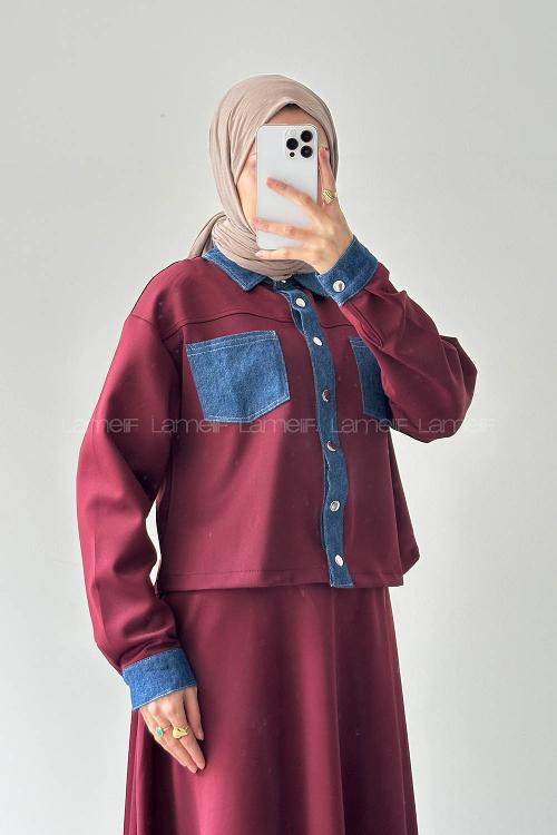 Lamelif Garnili Scuba Takım Bordo