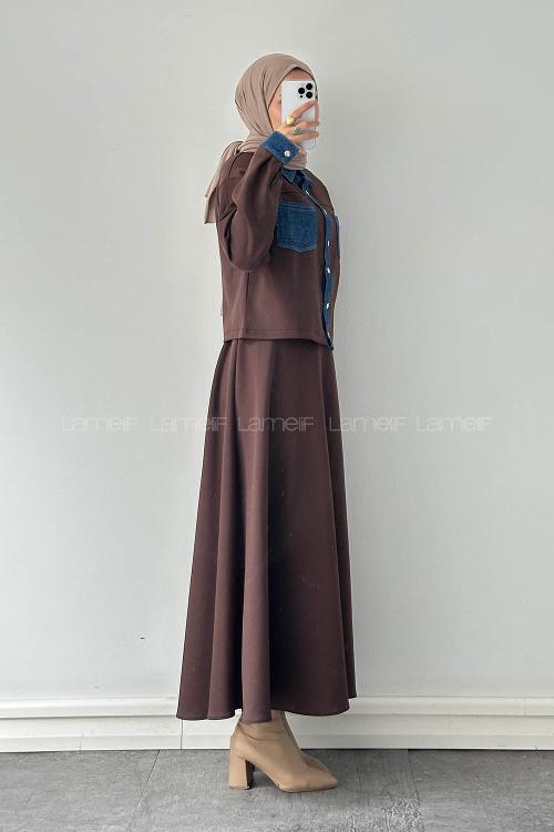 Lamelif Garnili Scuba Takım Kahve