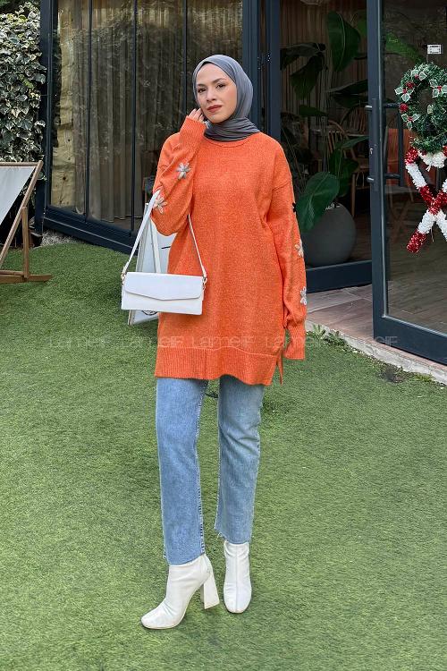 Orange Turtle Neck Long Arm Jumper