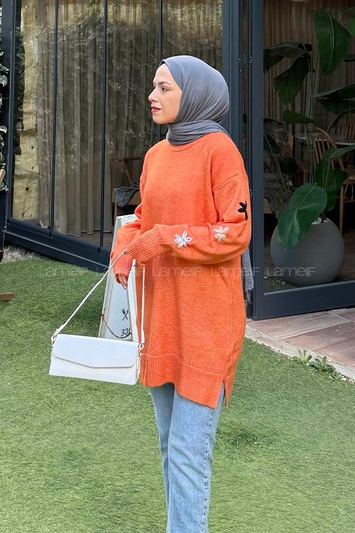 Orange Turtle Neck Long Arm Jumper