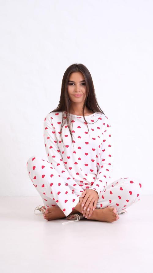 Lamelif Kalp Detaylı Pijama Takımı