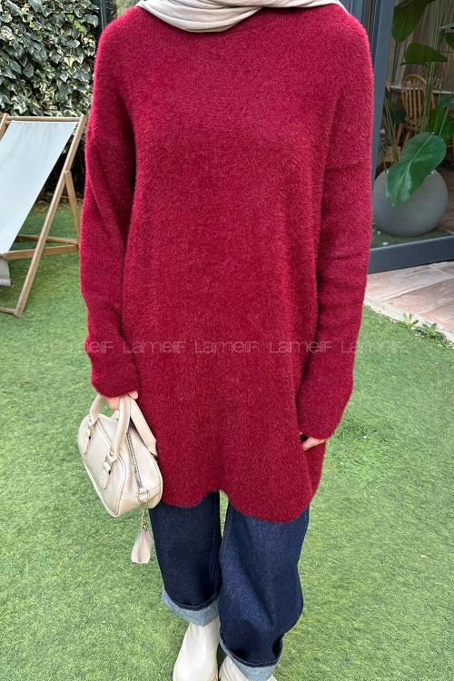 Lamelif Sakal Kumaş Kazak Bordo