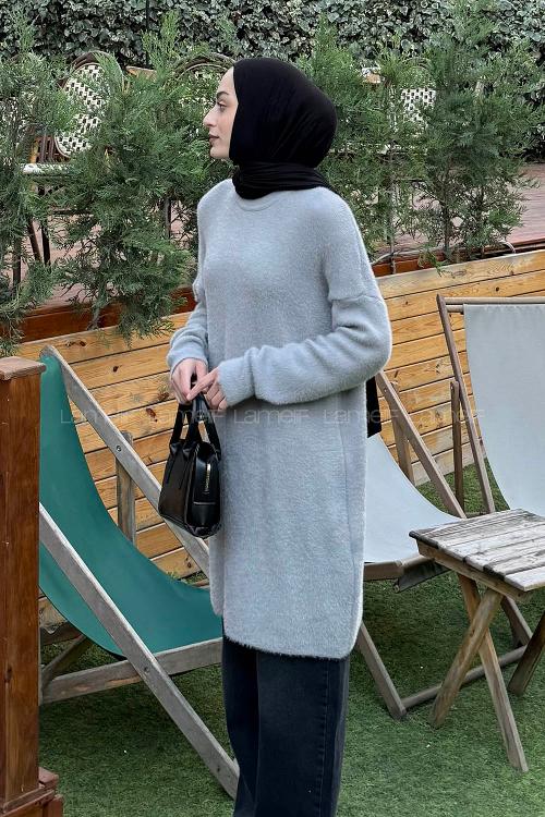 Lamelif Sakal Kumaş Kazak Gri