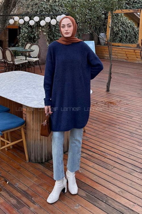 Lamelif Sakal Kumaş Kazak Lacivert