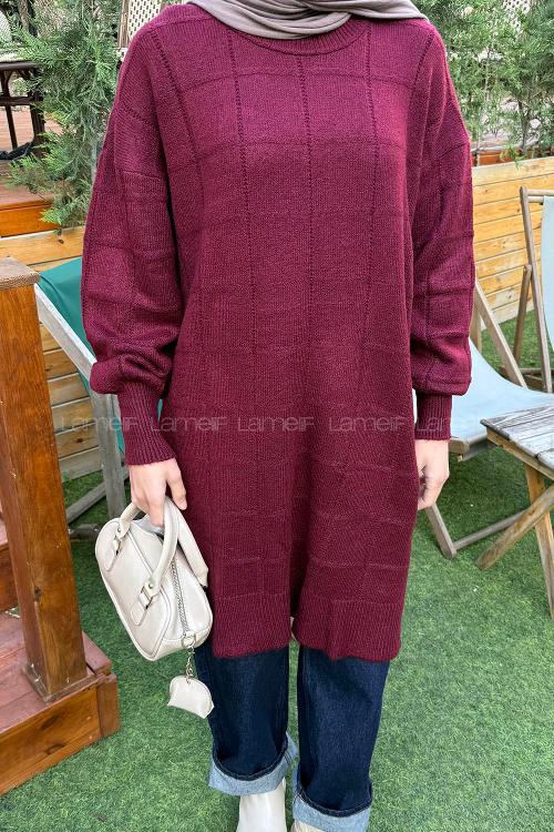 Lamelif Yumoş Triko Kazak Bordo