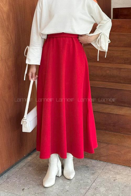 Lamelif Kaşe Etek Nar Çiçeği