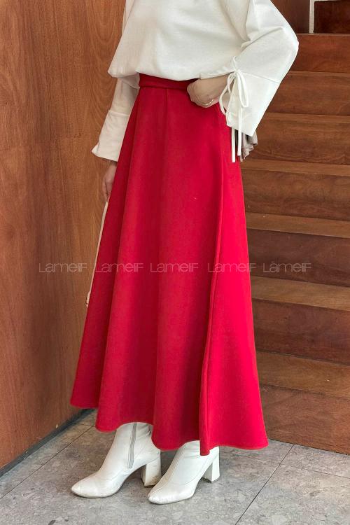 Lamelif Kaşe Etek Nar Çiçeği