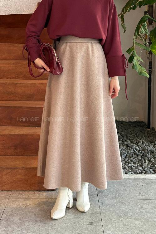 Lamelif Kaşe Etek Soft Kahve