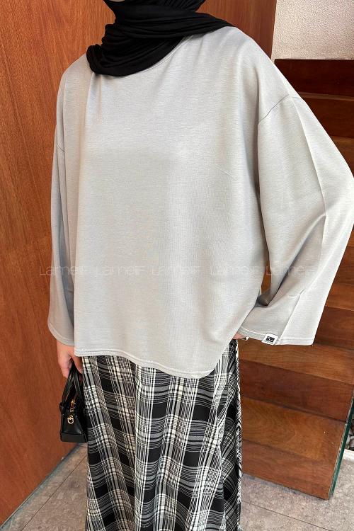 Lamelif Kol Armalı Sweatshirt Gri