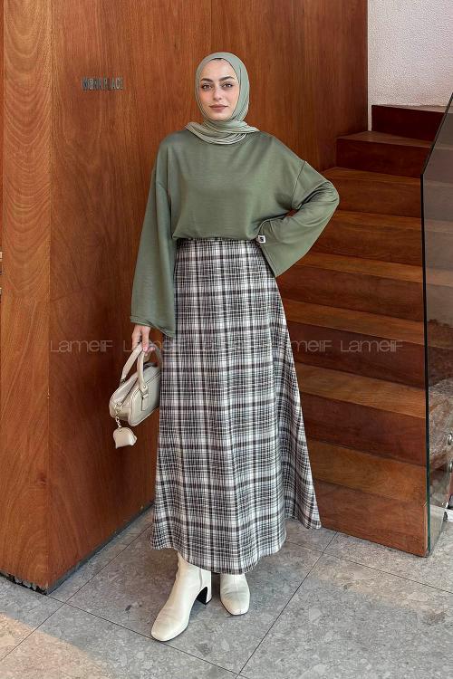 Lamelif Kol Armalı Sweatshirt Haki