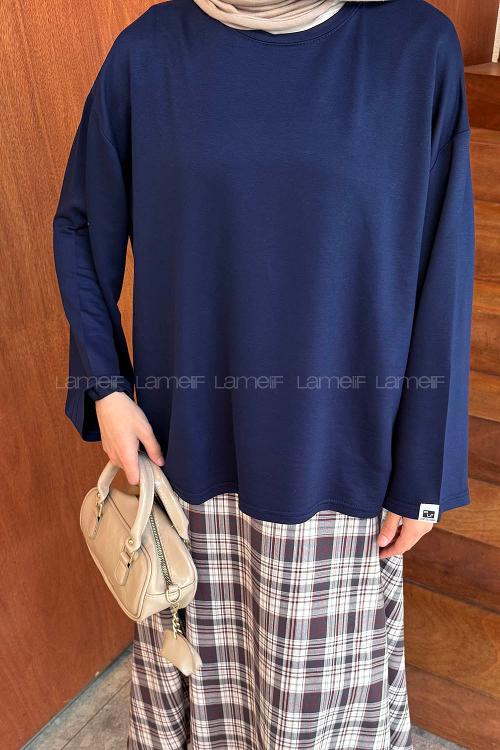 Lamelif Kol Armalı Sweatshirt Lacivert