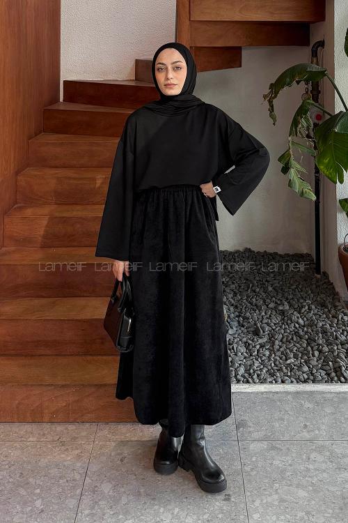 Lamelif Kol Armalı Sweatshirt Siyah