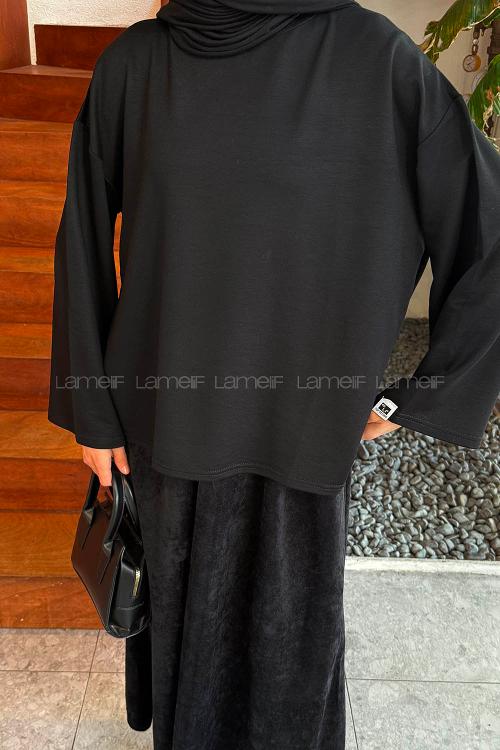 Lamelif Kol Armalı Sweatshirt Siyah