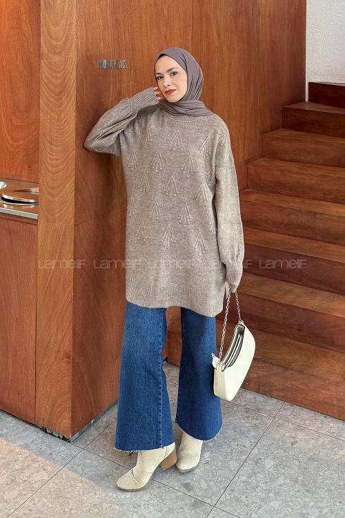 Lamelif Nakışlı Kazak Vizonrengi