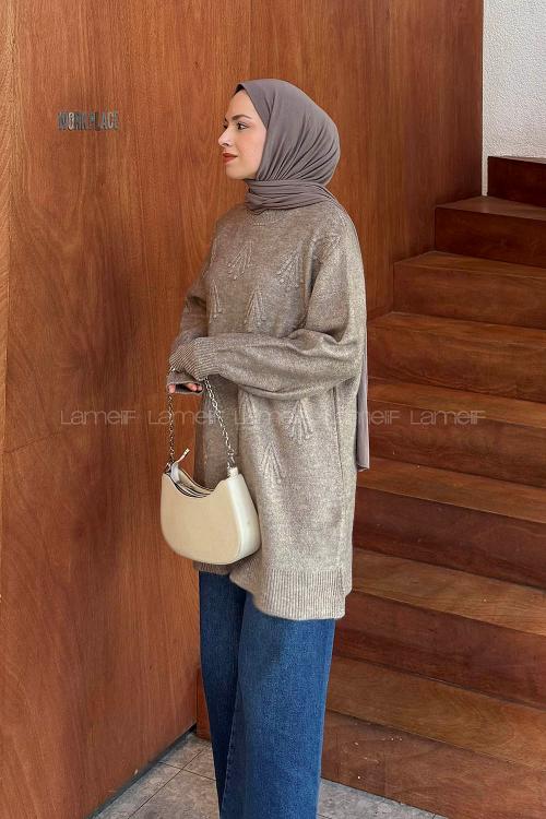 Lamelif Nakışlı Kazak Vizonrengi