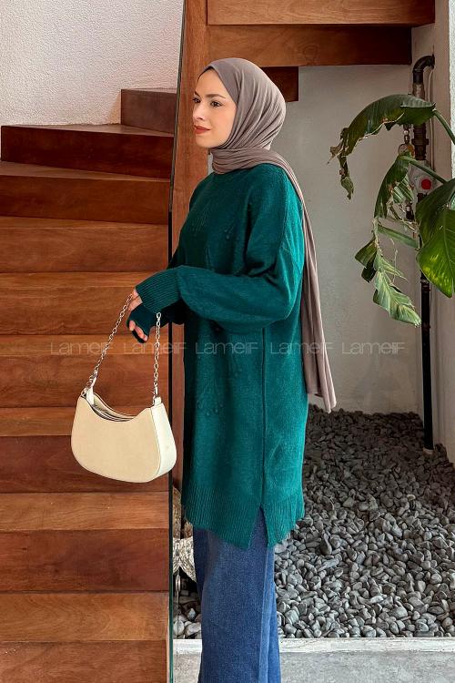 Lamelif Nakışlı Kazak Zümrüt