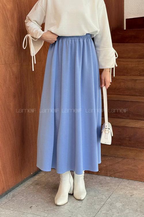 Lamelif Oysho Tesettür Etek Mavi