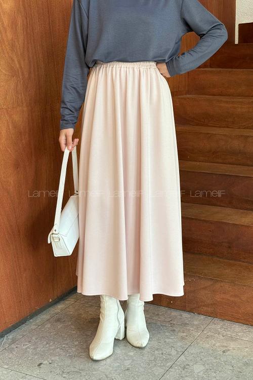 Lamelif Oysho Tesettür Etek Pudra