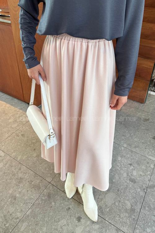 Lamelif Oysho Tesettür Etek Pudra