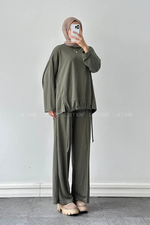 Lamelif Bağcıklı İkili Takım Haki