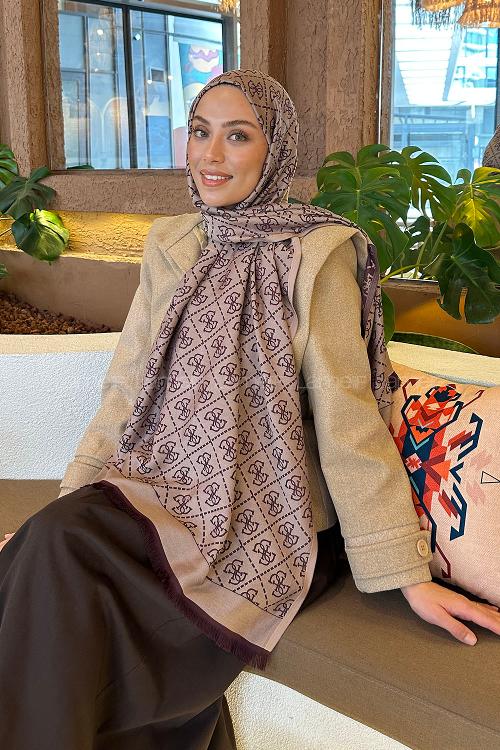 Plum Cotton Fabric Striped Shawl