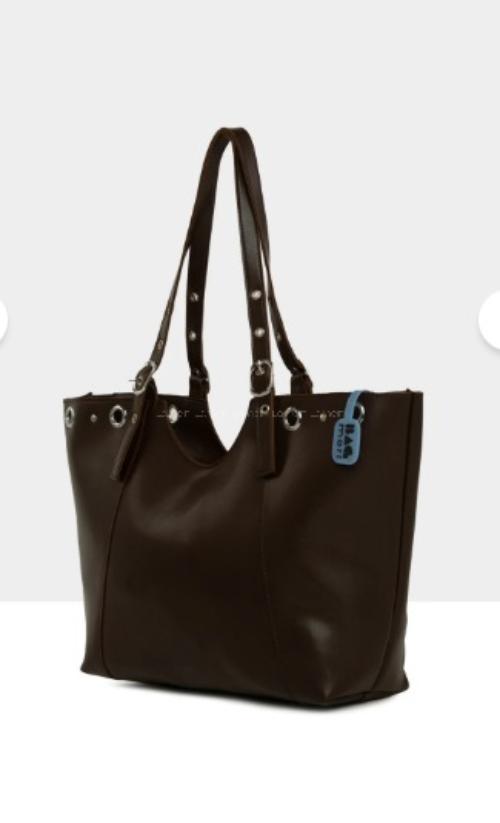 Lamelif Gümüş Halka Detaylı Kadın Omuz Çantası Acı Kahve