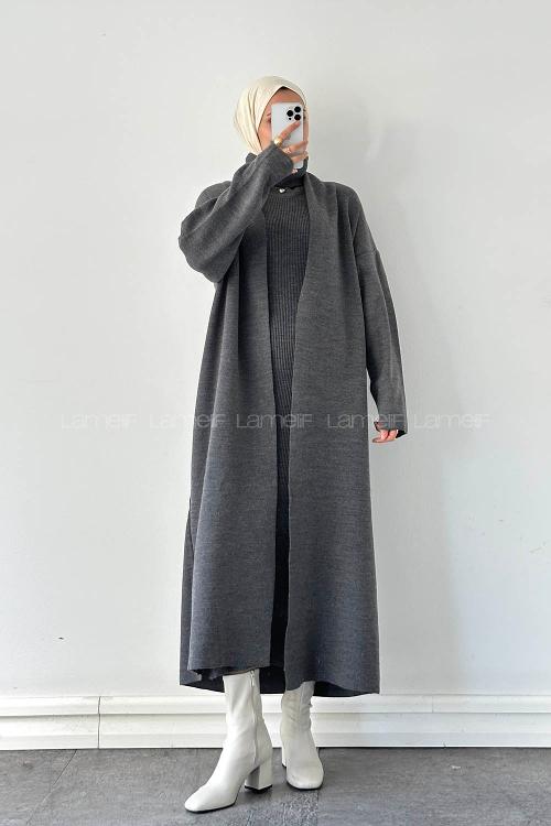 Lamelif Hırka-Elbise İkili Takım Antrasit