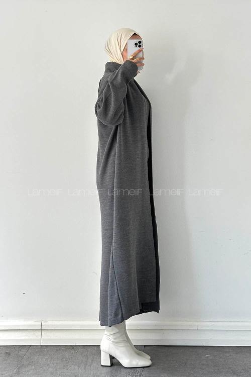 Lamelif Hırka-Elbise İkili Takım Antrasit