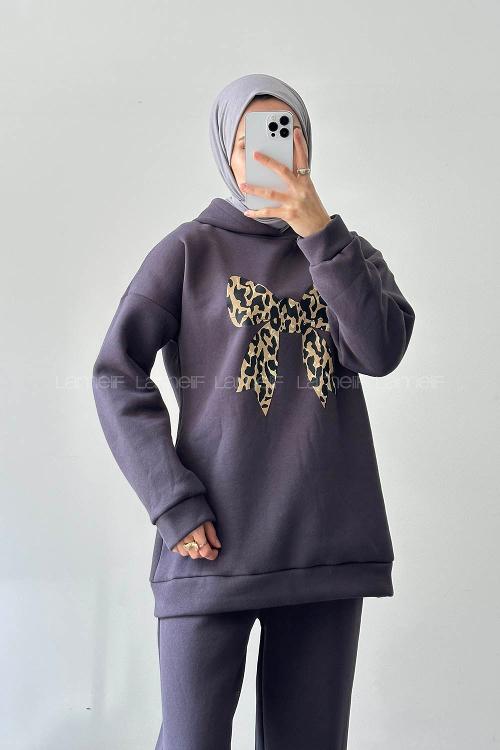 Lamelif Kurdele Baskılı Takım Antrasit