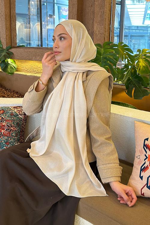 Khaki Beige Cotton Straight Shawl