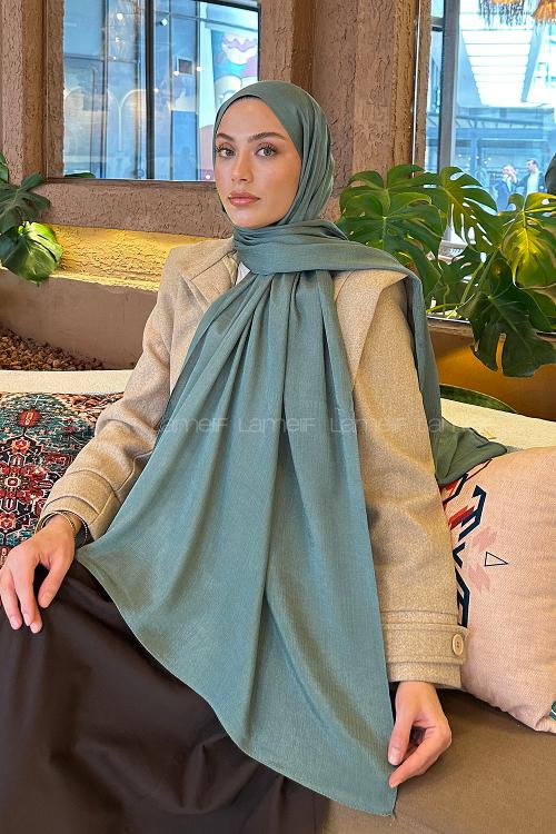 Plum Green Cotton Straight Shawl