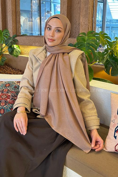 Brown With Milk Cotton Straight Shawl