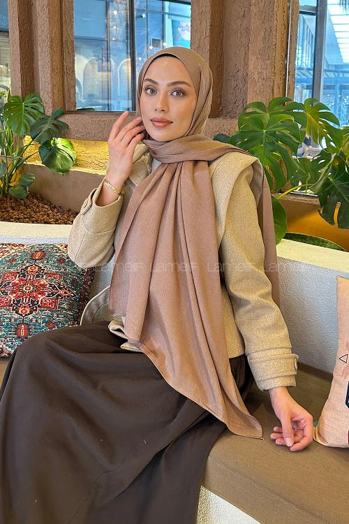Brown With Milk Cotton Straight Shawl