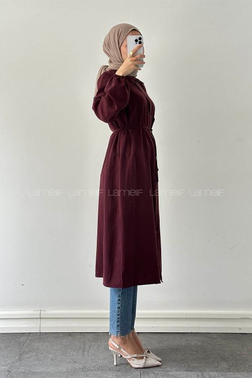 Claret Red Shirt Collar Cupra Tunic