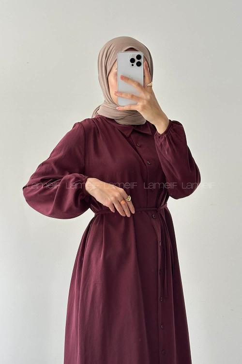 Claret Red Shirt Collar Cupra Tunic