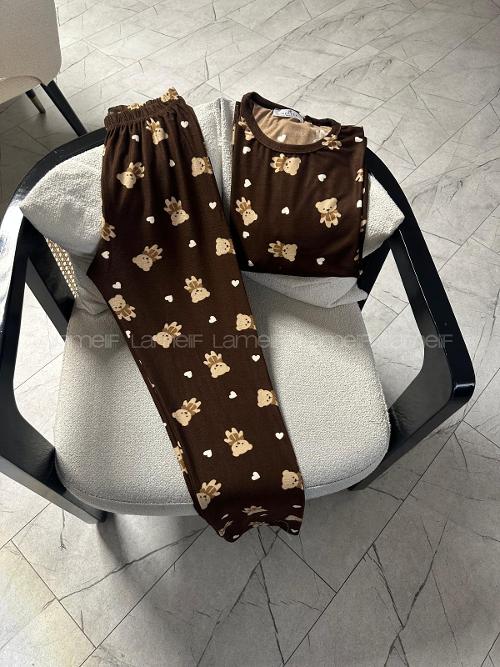 Lamelif Ayıcık Baskı Detaylı Pijama Takımı