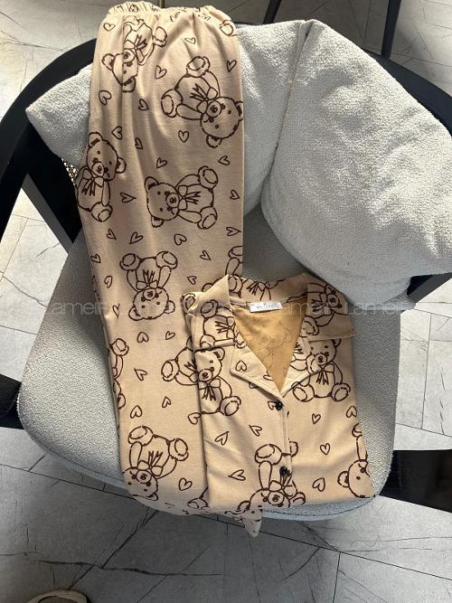 Lamelif Büyük Ayıcık Desenli Pijama Takımı