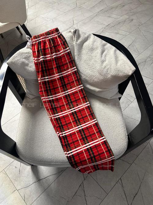 Lamelif Milan Kumaş Ekose Desenlı Pijama Altı